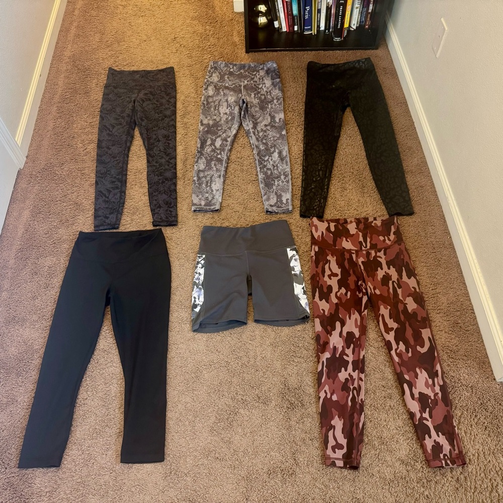 LOT OF 6 Leggings Shorts High Rise Athleta Elation Gap Eclipse Zella Gaiam S